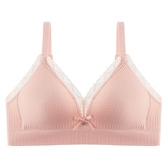 Training Bra for Girls Seamless Teen Girls Sports Training Bra Lace V-Neck T-Shirt Wireless Bra Padded with Adjustable Straps Underwear Bralette 16Y