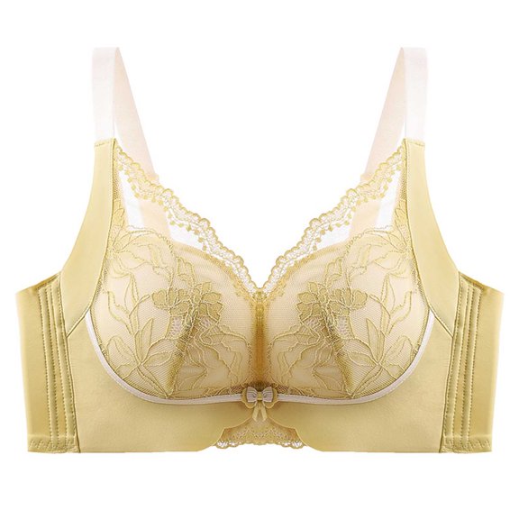 Training Bra for Girls Women Seamless Bra Feature V-Neck Nursing Bra Style W-88 Yellow M