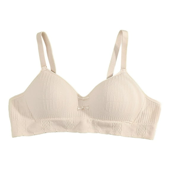 Training Bras For Girls 12-14 With Adjustable Back Closer Teenage Girls Sports Bra Seamless Removable Shoulder Strap Training Bra Pack #Beige 36