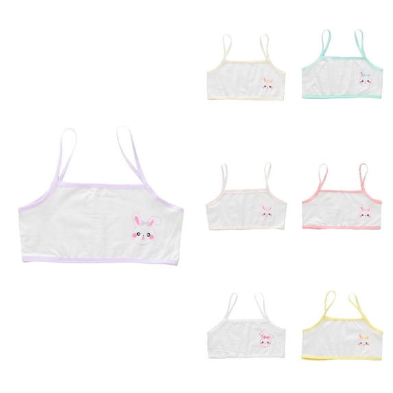 Training Bras For Girls Cute Bunny Print Cotton Camisole No Pads Thin Straps Puberty Underwear 8-14 Years
