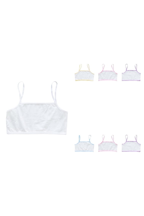 Training Bras For Girls Solid Color Cotton Camisole No Pads Thin Straps Puberty First Bra 8-14 Years