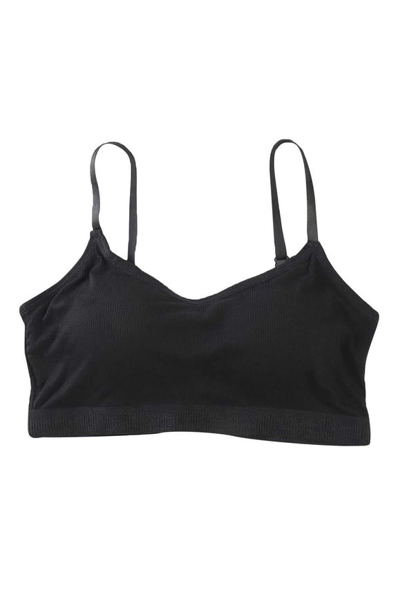 Training Bras for Girls,Adjustable Shoulder Strap Bra Vest for Girls Soft Comfort Undershirt Breathable Kids Underwear Lightweight for Layering,Girls Bras,Black,10-16 Years