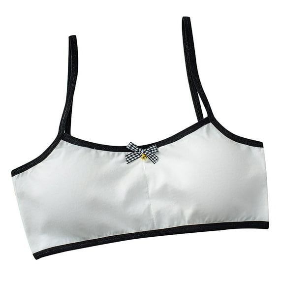 Training Bras for Girls Kids Girls Color Block Wire Free Soft Stretchy Training Bras Breathable Bralettes with Bow Girls Sports Bras White 6 Years-15 Years