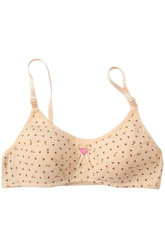 Training Bras Girls Sports Training Bras Cotton Wireless Cute Printed Soft Padded Bralette for Teens Bra with Padding Khaki 34