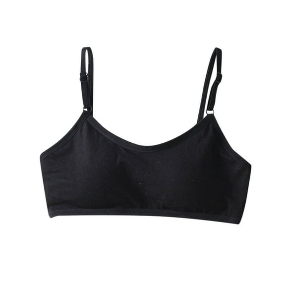 Training Bras Kids Girls Solid Wire Free Bralettes Breathable Soft Stretchy Training Bras with Adjustable Straps Girls Bra Black 7 Years-18 Years