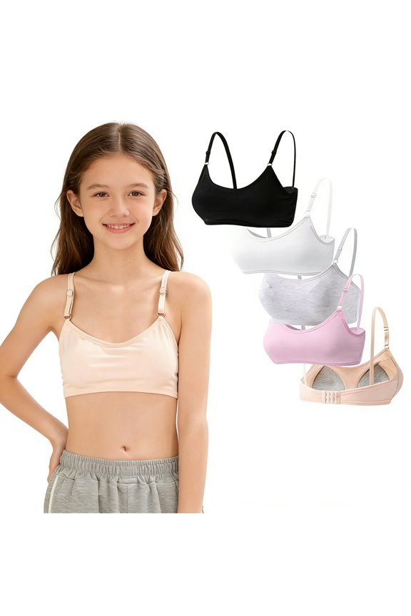 Training Bras for Big Girls Wireless Cotton Light Padded Bras Adjustable Straps Back Closure Smooth Stretchy Kids First Bra 10-16 Years