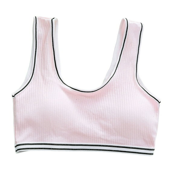 Training Bras for Girls 10-12 Sports Seamless Racerback Training Bralettes with Removable Padding,Light Pink,One Size