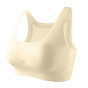 Training Bras for Girls 12-18 Years Sports Seamless Bra with Removable Padding Bras Beige L