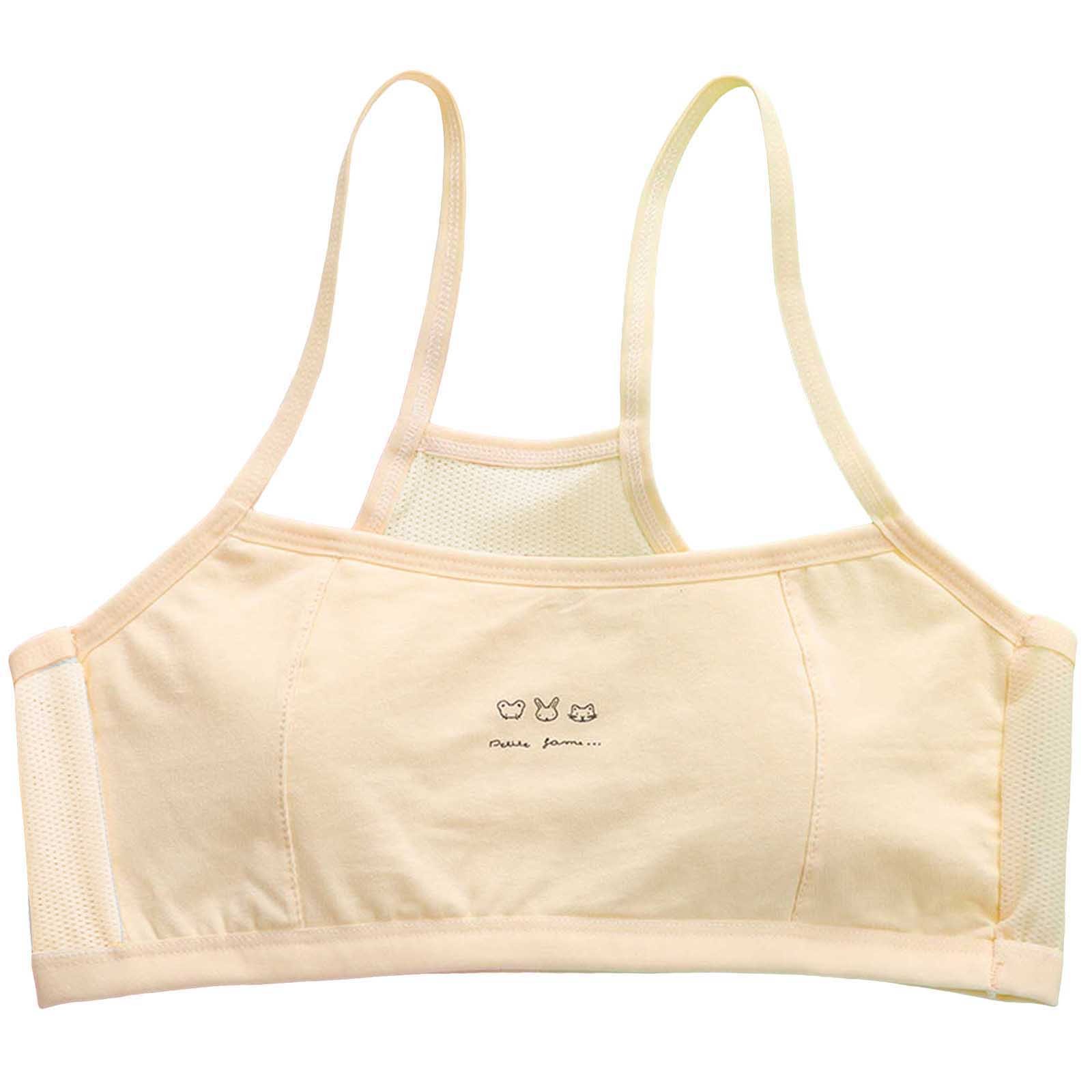 Training Bras for Girls 9-11 Lightly Padded Bra Seamless Bralette Seamless Bras Breathable Bralette Comfy Bra #Beige 8,9,10 -12,13,14 Years