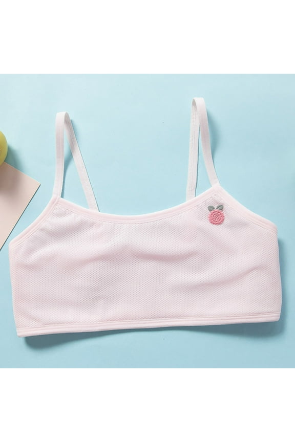 Training Bras for Girls Kids Child Girls Mesh Thin Breathable Comfort Training Bras Solid Sports Bra Bralettes Light Pink 11 Years-12 Years