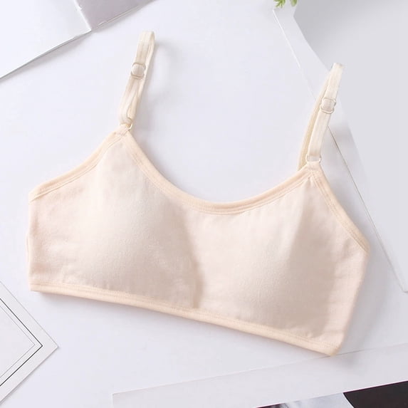 Training Bras for Girls Seamless Adjustable Cotton Cami Bralettes 7-14Y,Student Bra Fixed Cup Chest Wrap With Chest Pad Top Bra Running