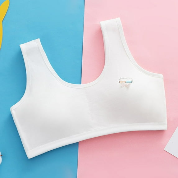 Training Bras for Girls Stretch Bralettes Sports Vest Girls Wide Shoulder Straps Sports Bra, One Size