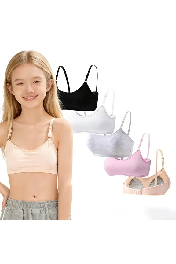 Girls Wireless Cotton Training Bras Light Padded for Teens Adjustable Straps Smooth Breathable Big Girls First Bra 10-14 Years