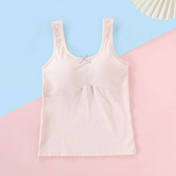 Training Bras for Girls with Lightly Pads Teen Cotton Camisoles Undershirts Kids Crop Tank Tops Size 9-14 Years Pink 9-10 Years