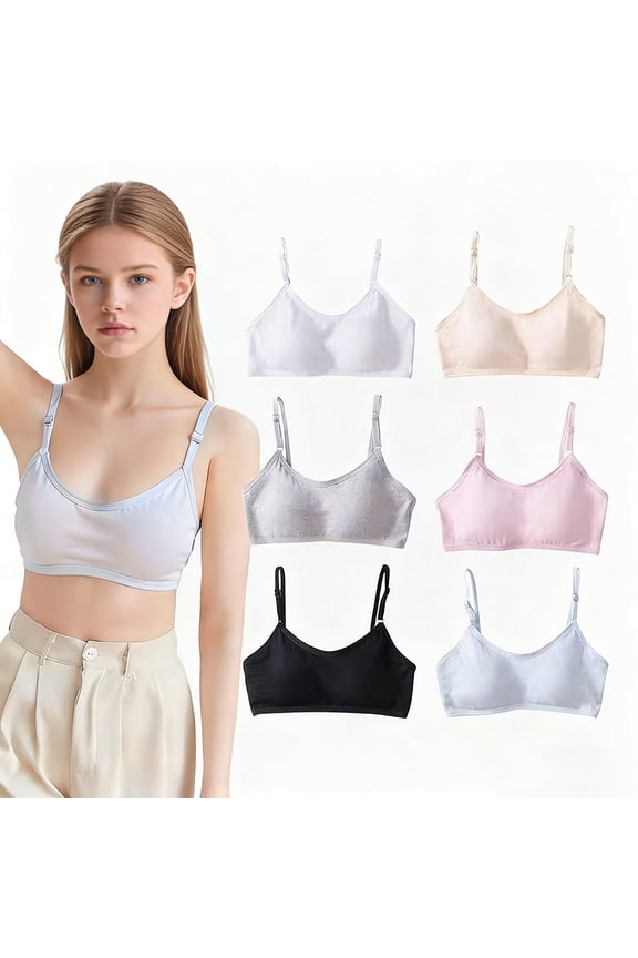 Training Bras for Teen Girls Wireless Cotton Bras Lightly Padded Adjustable Straps Back Comfortable Stretchy Big Girls First Bra 10-16 Years