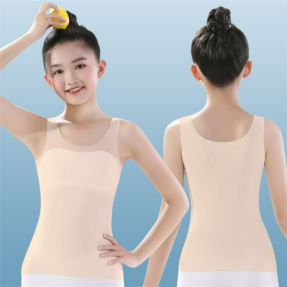 Training Bras for Teens Girls from 6 7 8 9 10 12 Years Old Camisoles Bralette Bras with Shelf Bra Beige 9-10 Years