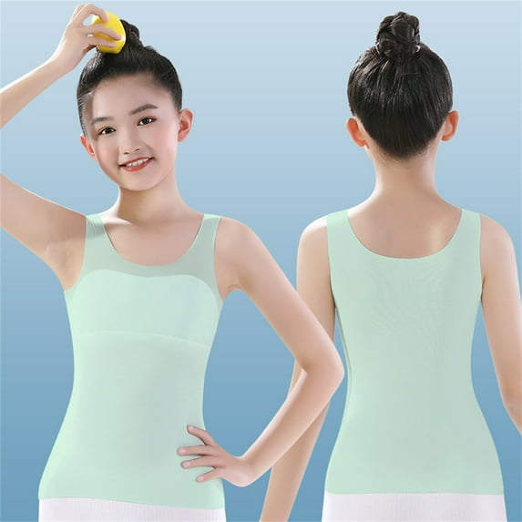Training Bras for Teens Girls from 6 7 8 9 10 12 Years Old Camisoles Bralette Bras with Shelf Bra Green 9-10 Years