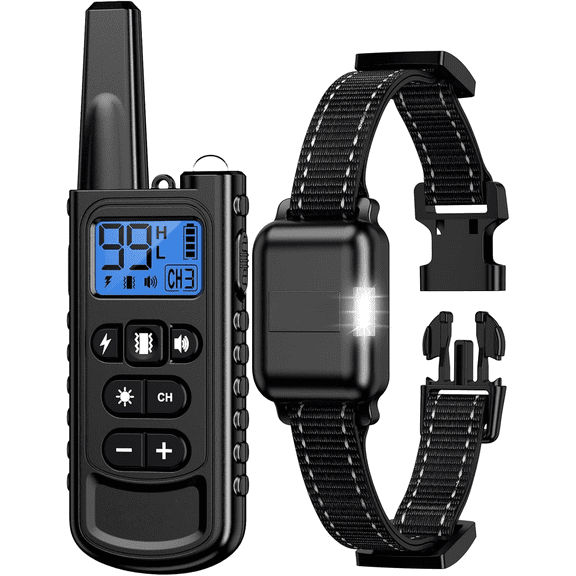 Training Collar with Remote, 3300FT Range Rechargeable IP67 Waterproof E-Collar with Flashlight, 3 Training Modes, Adjustable Strap for Small, Medium, Large Dogs (8-120lbs)