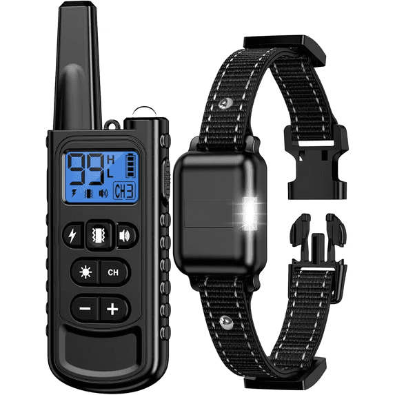 Training Collar with Remote, 3300FT Range Rechargeable IP67 Waterproof E-Collar with Flashlight, 3 Training Modes, Adjustable Strap for Small, Medium, Large Dogs (8-120lbs)