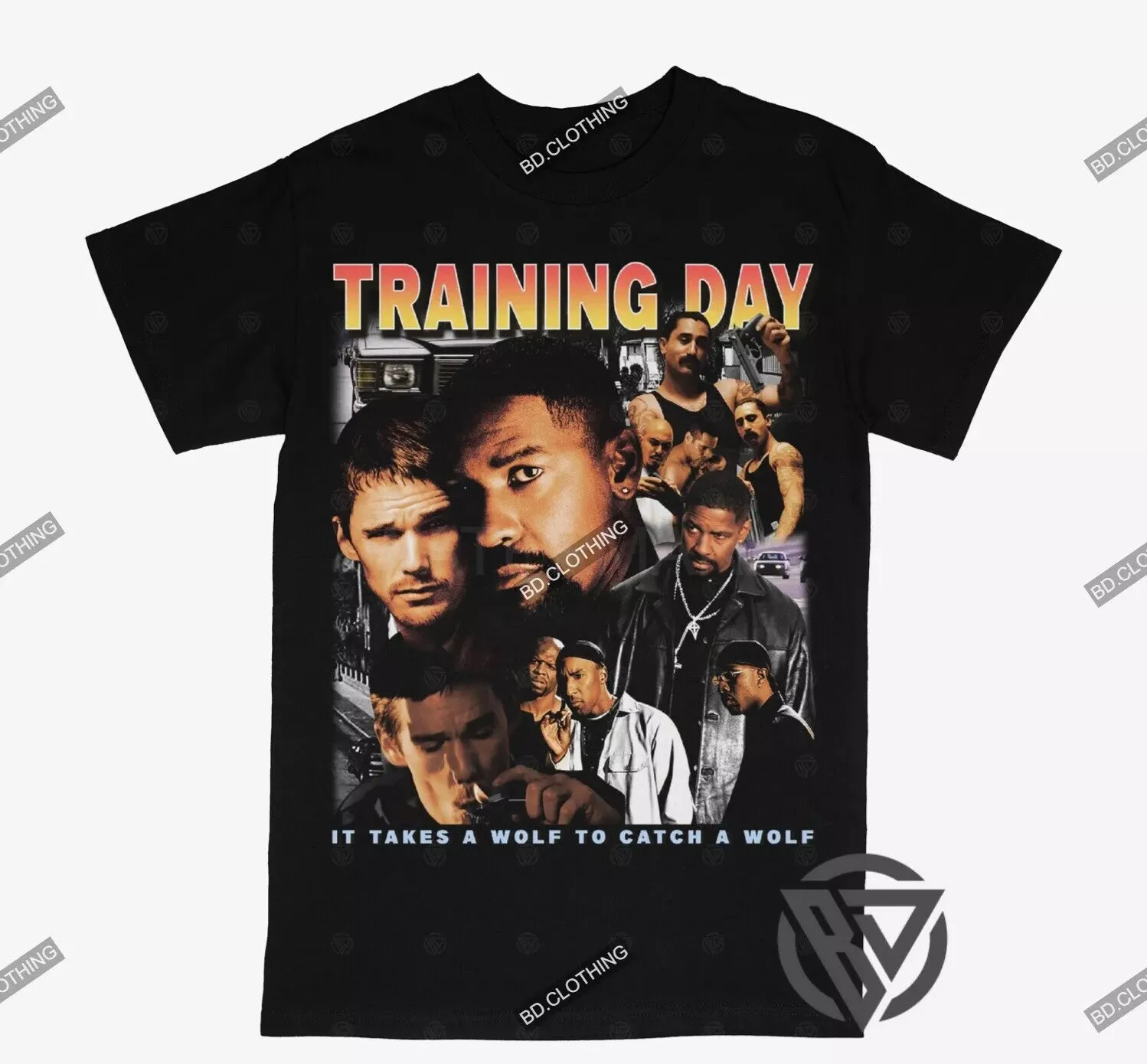 Training Day Tee Shirt Denzel Movie Hip Hop Rap Style Black Crew T