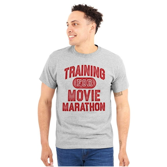Training For Movie Marathon Plus Size Crewneck Graphic Tee Shirt Brisco Brands 2X