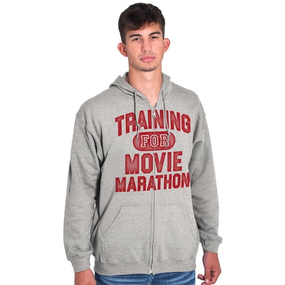 Training For Movie Marathon Unisex Fleece Graphic Zip Up Hoodie Brisco Brands 5X