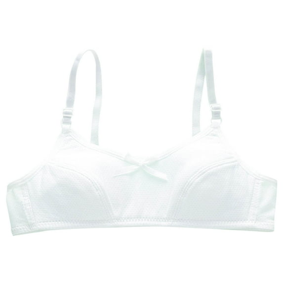 Training Girls Bras for Teens Girl Dance Bra - Seamless Wireless Elastic Bras with Adjustable Straps Everyday Bra White 36