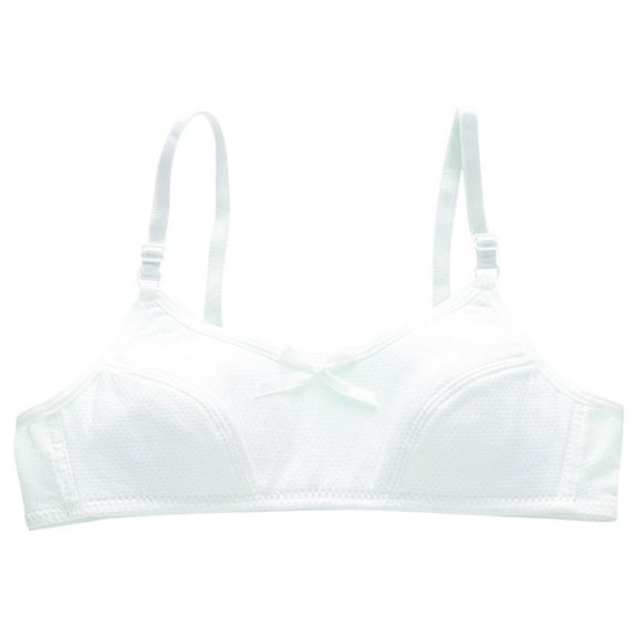 Training Girls Bras for Teens Girl Dance Bra - Seamless Wireless Elastic Bras with Adjustable Straps Everyday Bra White 36