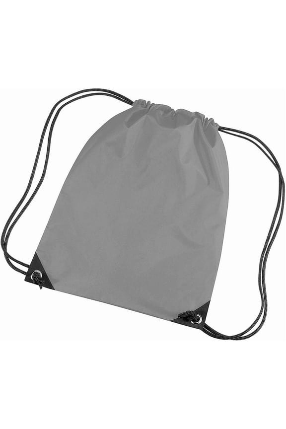Training Gymsack, Drawstring Backpack with Zipper Pocket and Reinforced Bottom, Grey