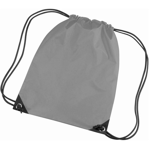Training Gymsack, Drawstring Backpack with Zipper Pocket and Reinforced Bottom, Grey