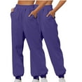 thumbnail image 1 of Training Pants for Women 2 Pack Plain Elastic Waist Trousers with Pocket Sports Training Gym Jogging Bottoms Tapered Leg Running Jogger Comfy Stretch Casual Lounge Wear, 1 of 4