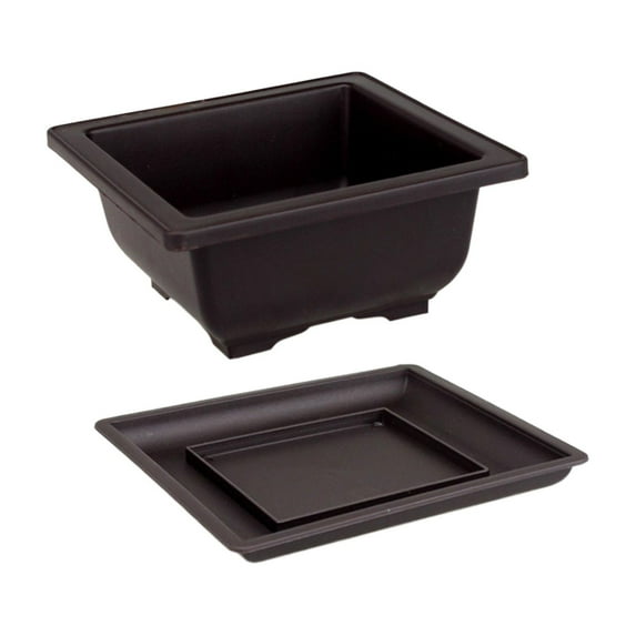 Training Pots with Tray Outside Vintage Plant Container Bonsai Plants Pot Portable Flowerpots for Floor Desktop Yard Living Room Garden Square Shallow L