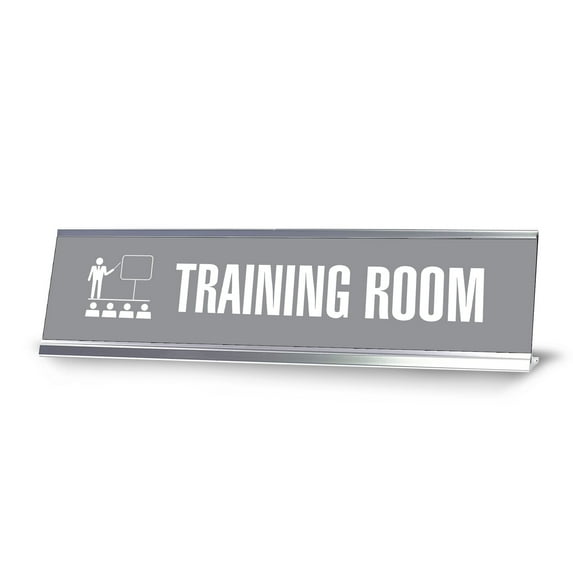 Training Room, Grey Silver Frame, Desk Sign (2x8")