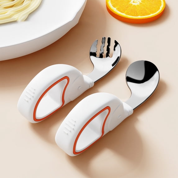 Training Spoon Set, Stainless Steel Fork Spoon, Short Handle Learning Spoon, Cutlery Set for Babies and Toddlers