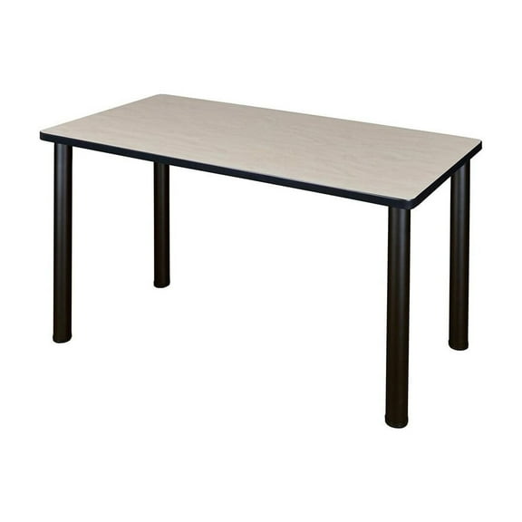 Training Table - Adjustable Height Office Conference Table with Wheels - 24x48 Inch Maple Top
