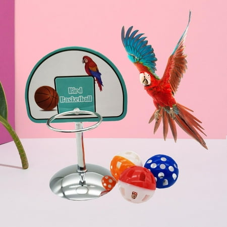 Training Toys Parrot Intelligence Bird Training Mini Balls with Bell Interactive Trick Prop Educational Parrot Toys Basketball for Parakeets Cockatiel Quaker Macaw Board 10.5cmx18.5cm