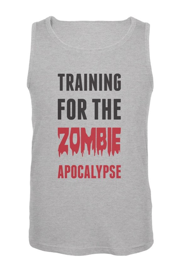 Training for the Zombie Apocalypse Heather Grey Adult Tank Top - Small