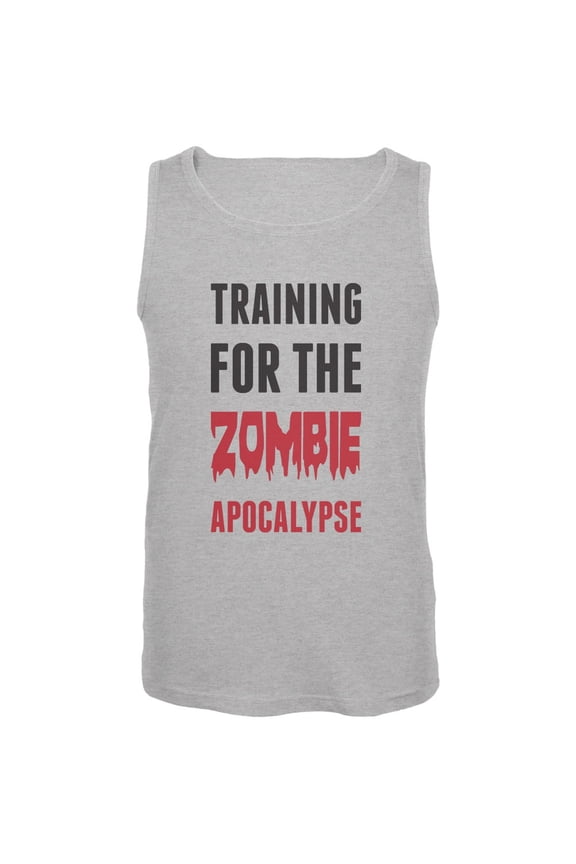 Training for the Zombie Apocalypse Heather Grey Adult Tank Top - X-Large