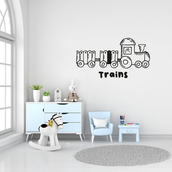 Trains Cute Rain Drawing Kids Room Train Decor Cute Train Drawing Vinyl Wall Sticker Wall Art Wall Decal Décor Home Room Kids Room Boys Girls Room Train Lover Living Room Decoration Size (4x10 inch)
