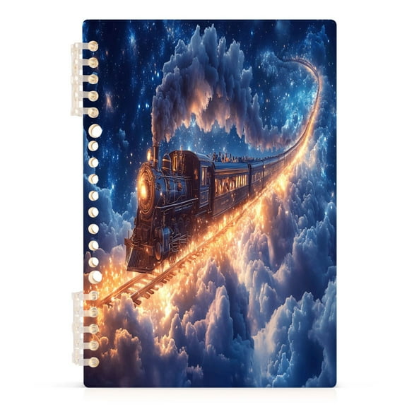 Trains Flying Through The Clouds Notebooks 1-subject Journal 60 Sheets A5 College Ruled Paper Detachable Ring 8.3"x5.7"