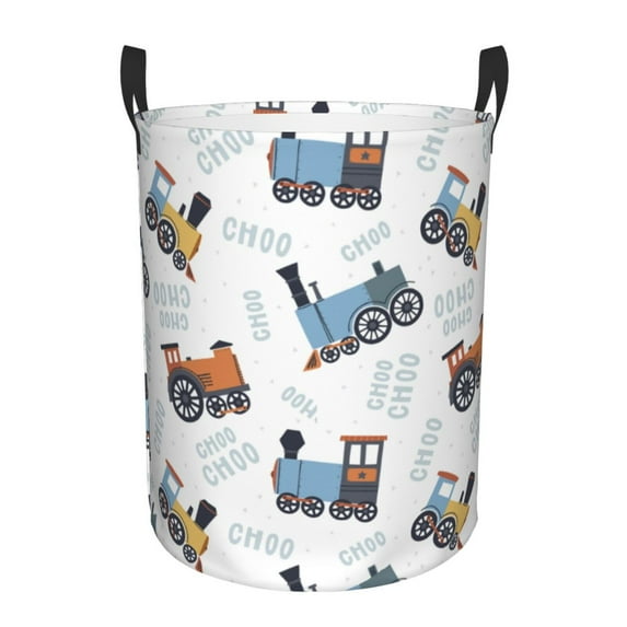 Trains Pattern Laundry Basket, Laundry Hamper Waterproof Laundry Bag Clothes Hamper Laundry Bin with Handles for Bedroom, Living Room, Kids Room-#
