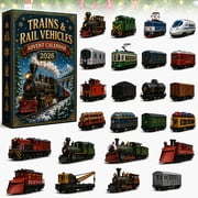 Trains & Rail Vehicles Advent Calendar 2026, Classic Trains Advent Calendar 2026, 24 Days Christmas Countdown Calendar with Mini Train & Railway Vehicle Surprises, Gifts for Train Lovers