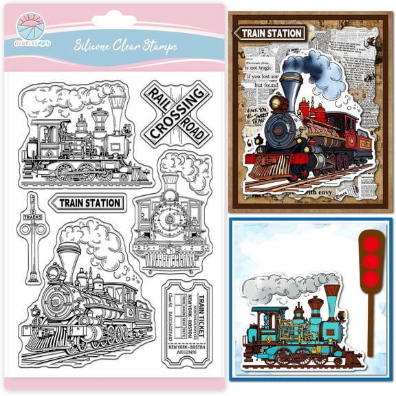 Trains Railway Clear Stamp for Scrapbooking Retro Tickets Silicone Stamps Train Inbound Transparent Stamp for Card Making DIY Embossing Journaling