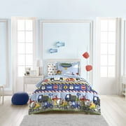 Trains and Trucks Mini Kids' Bed in a Bag - Blue (Twin)