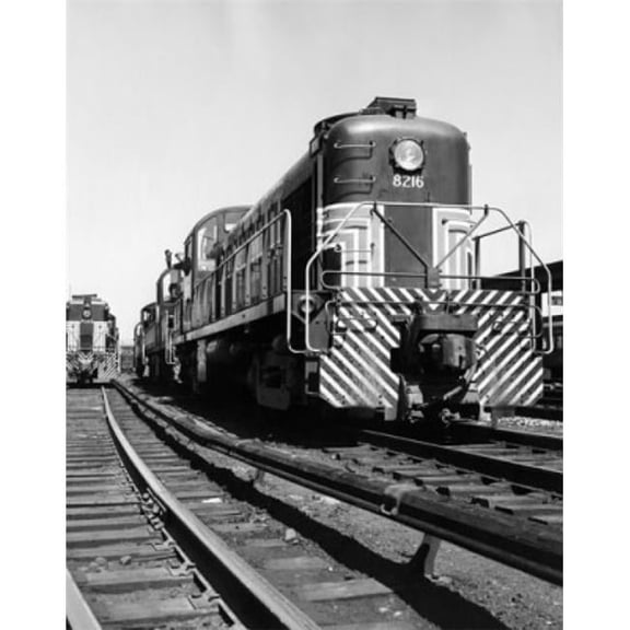 Trains on a Railroad Track Poster Print - 18 x 24 in.