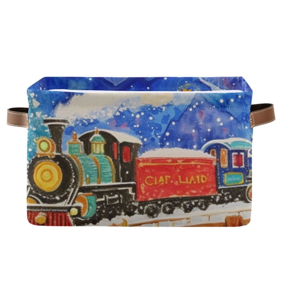 Trains with Moon Snow Mountains Storage Bins Baskets With Handles Storage Box Clothes Organizer Organization Toys