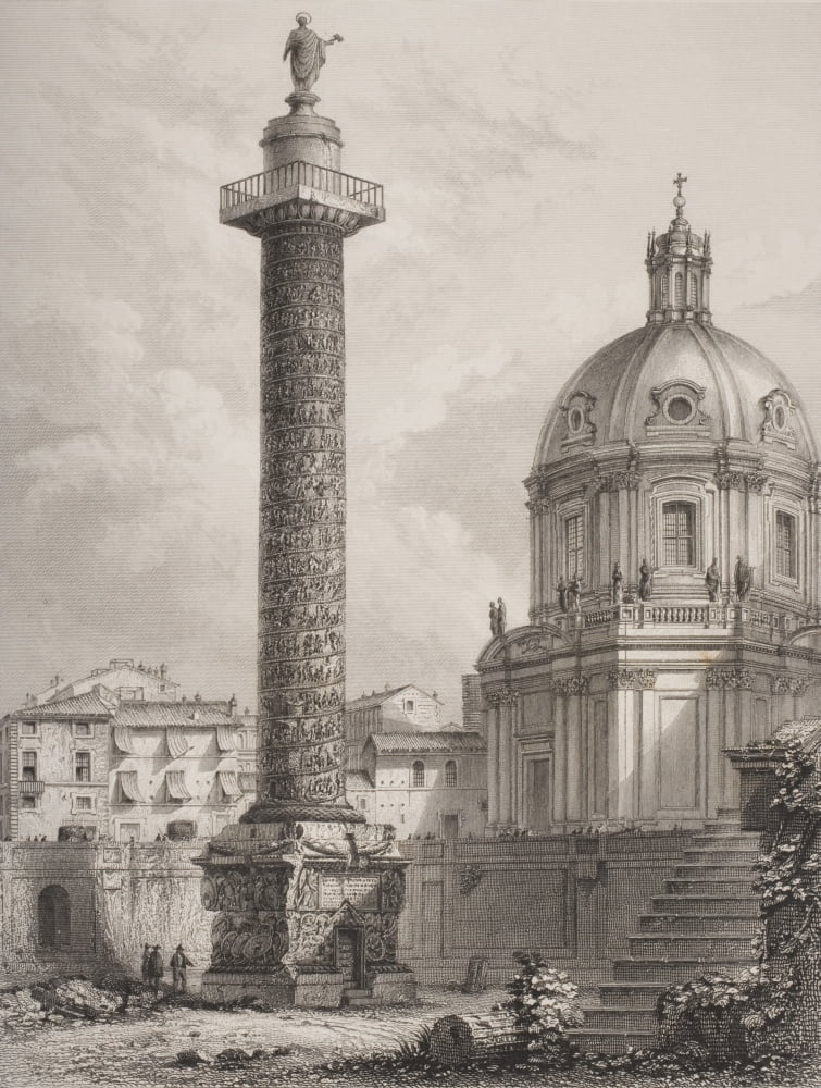Trajans Column Rome Italy From Piranesi Engraved By A Willmore Canvas Art - Ken Welsh Design Pics (24 x 34)