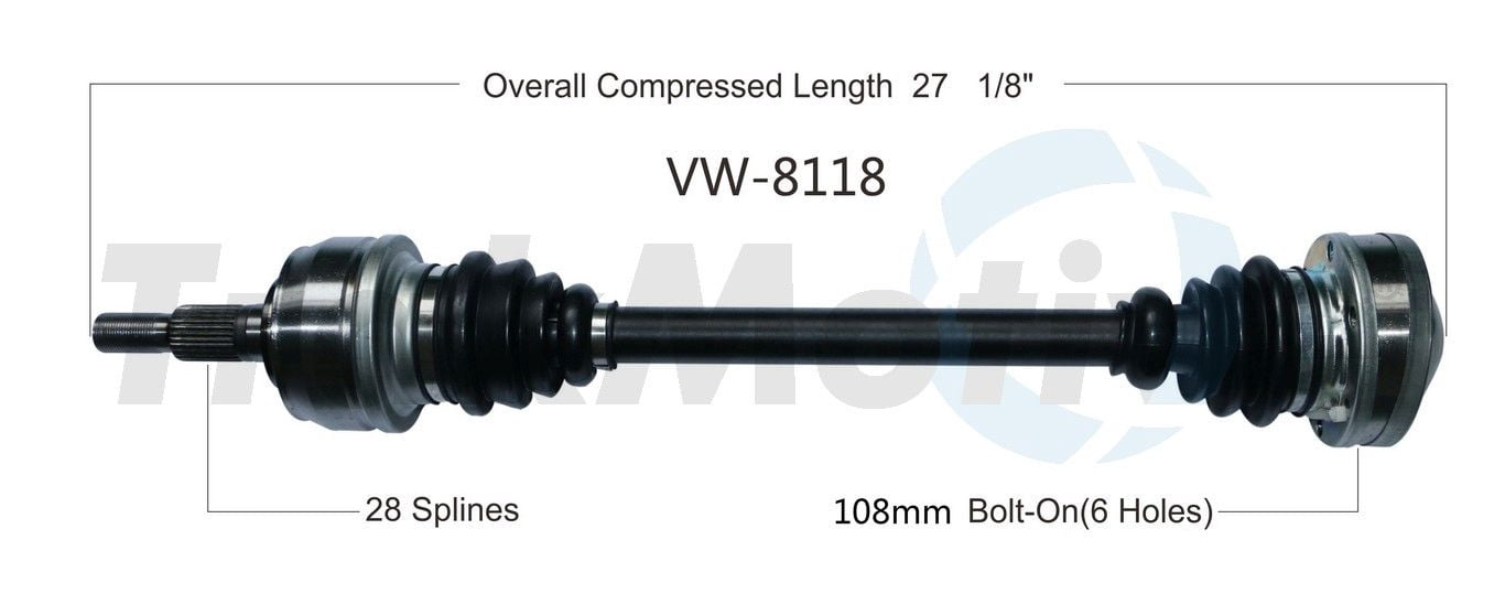 TrakMotive VW-8118 CV Axle Shaft Fits select: 2006 PORSCHE 911, 2007 PORSCHE 911 NEW GENERATION