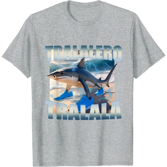 Tralalero Tralala Bootleg Brainrot Italian Meme Softstyle Unisex T-Shirt,Sport Grey Color,Size YL