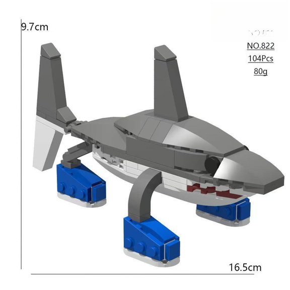 Tralalero Tralala Inspired Meme Shark MOC Building Blocks Kit, Tung Tung Tung Sahur Series, DIY Assembly Bricks Model, Desk Decoration, Birthday Gift for Teen Fans